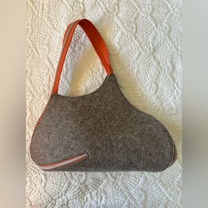 Unique designer wool felt zippered bag